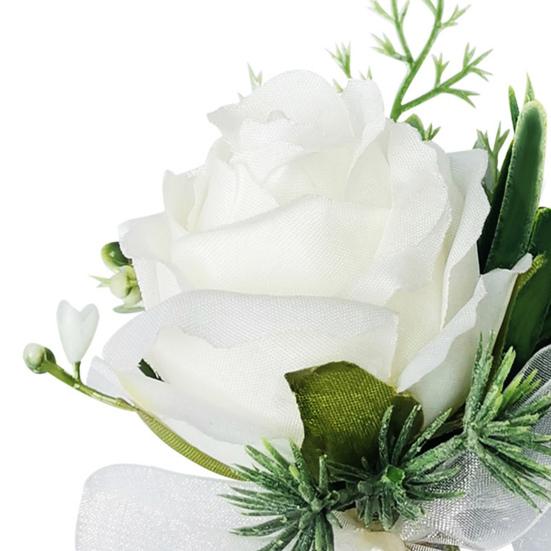 Свадебная бутоньерка с искусственным жемчугом, реалистичный вид, толстые лепестки, невыцветающие свадебные розы, бутоньерка на запястье, корсаж, товары для вечеринок