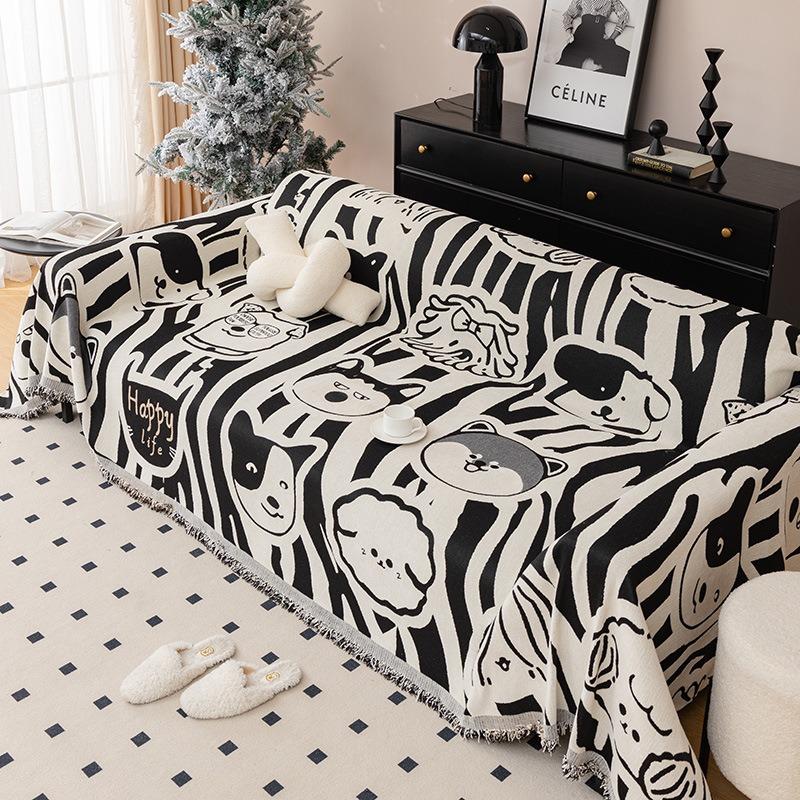 Чехлы на диван из синели с рисунком собаки, универсальное нескользящее одеяло с защитой от кошачьих царапин, четырехсезонное, полное покрытие, чехол для дивана