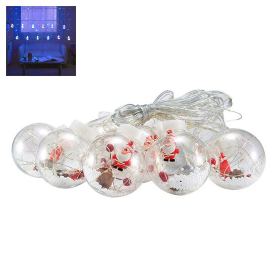 Светодиодный рождественский светильник Yousheng Ball String Light, украшение в виде шара с пожеланиями, 10 светильников в виде Санты/снеговика/шара для занавеса, декор для дома и улицы