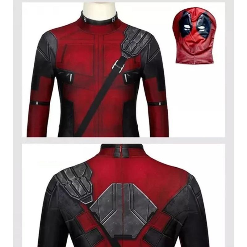 Kids Deadpool Costume Cosplay Set Bodysuit with Mask Halloween Theme Party Role Play 110cm