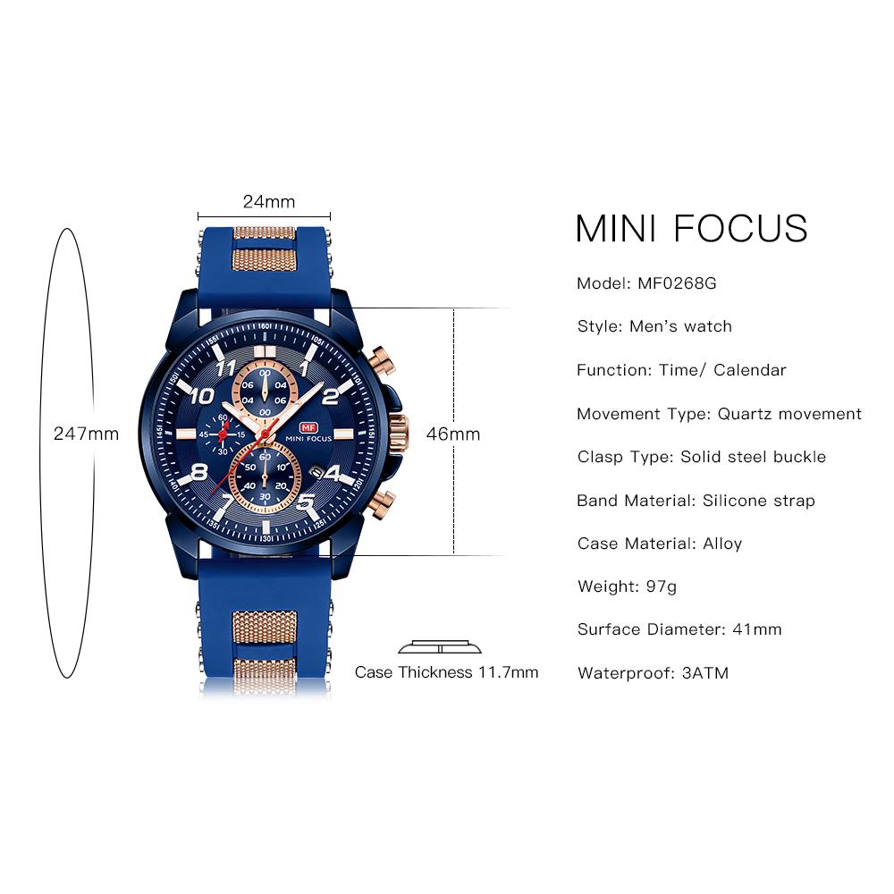 Лучшие роскошные брендовые часы MINIFOCUS с коробкой, многофункциональные модные кварцевые часы, водонепроницаемые мужские часы