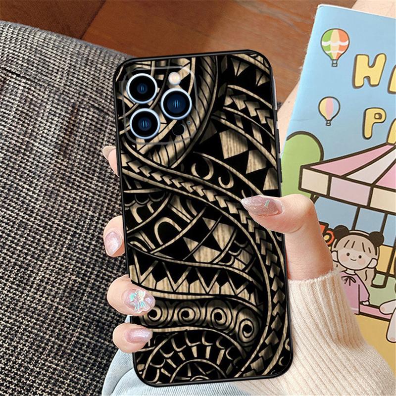 Maori Samoan Polynesian Tribal Phone Case For iPhone 16 Pro Max 15 14 11 12 13 Pro Max Mini XR 16e 16 15 Plus Bumper Cover