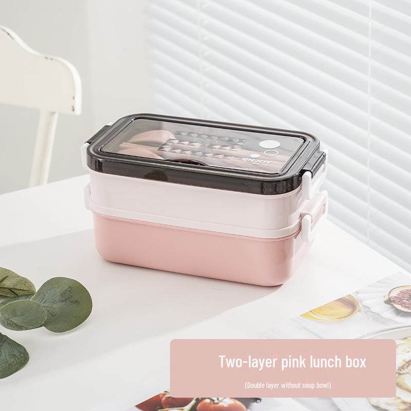 Double-layer Microwaveable Lunch Box for Office Workers, Students, and Cars