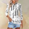 Женский модный повседневный топ на пуговицах с рукавом 3/4 и геометрическим принтом с лацканами