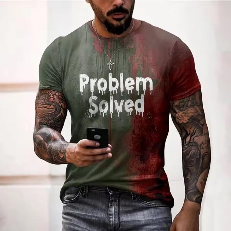Men's T Shirts Print Tees Fashion Horrible Halloween Short Sleeve Casual Round Neck Oversized T-shirt Tops