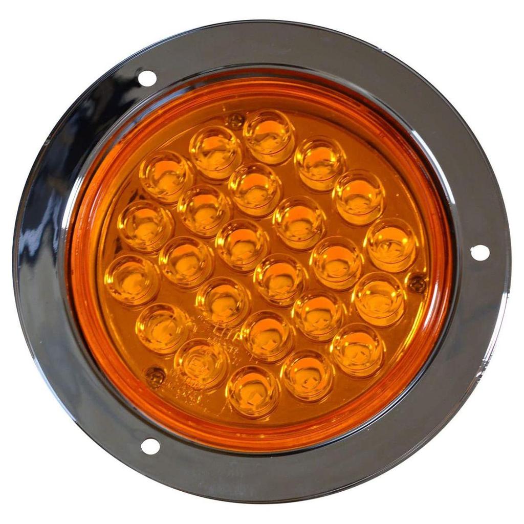 APSMOTIV Red/White/Amber 4" Round LED Trailer Tail Light White Bezels Turn Tail Brake Signal/Reverse Backup/Marker Lights Trucks Trailer RV 12V