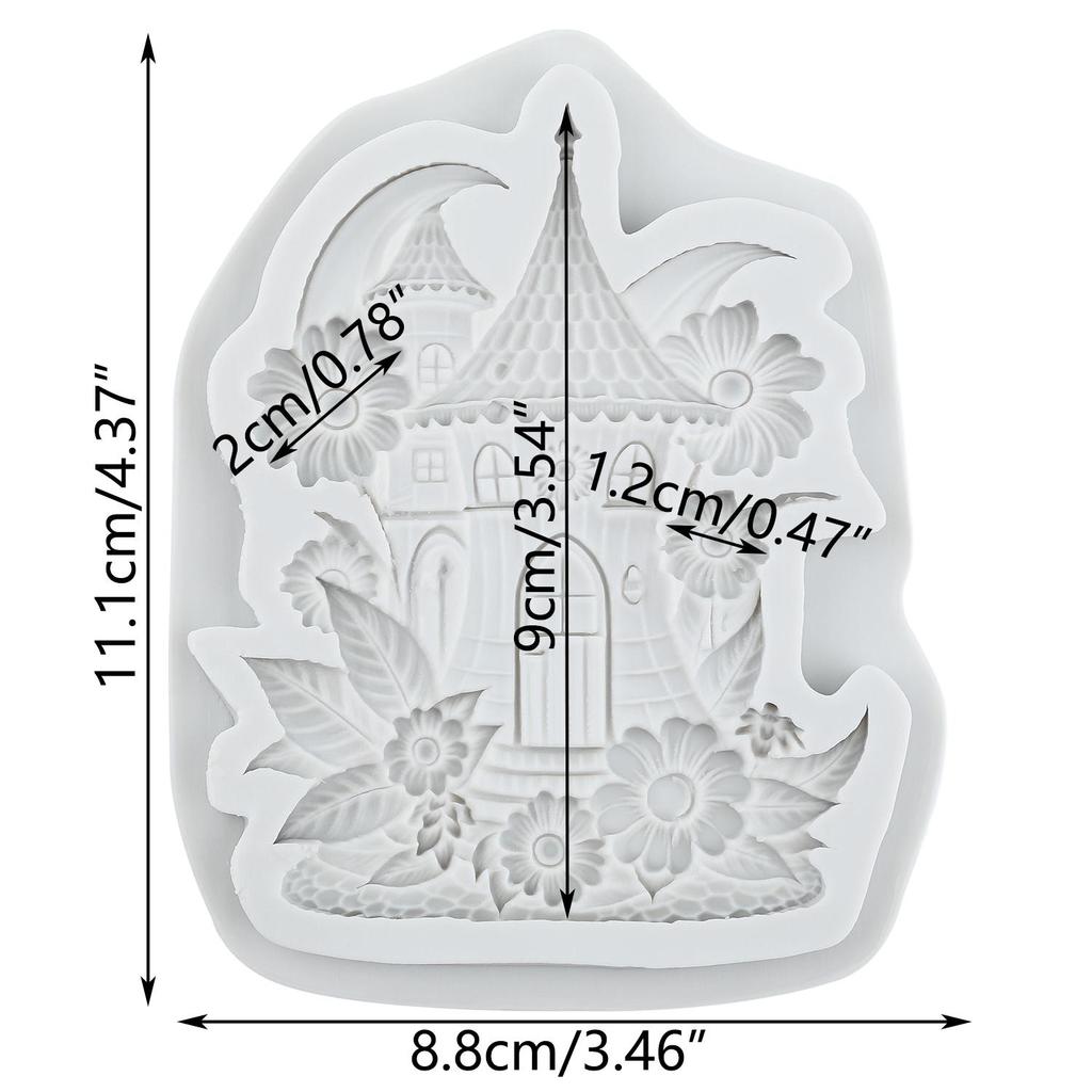 Силиконовая форма для домика в сказочном саду, форма для домика-розы в сказочном саду, формы для мастики, инструменты для украшения торта, топпер для кекса, конфеты, сахарное искусство, мастика, полимерная глина
