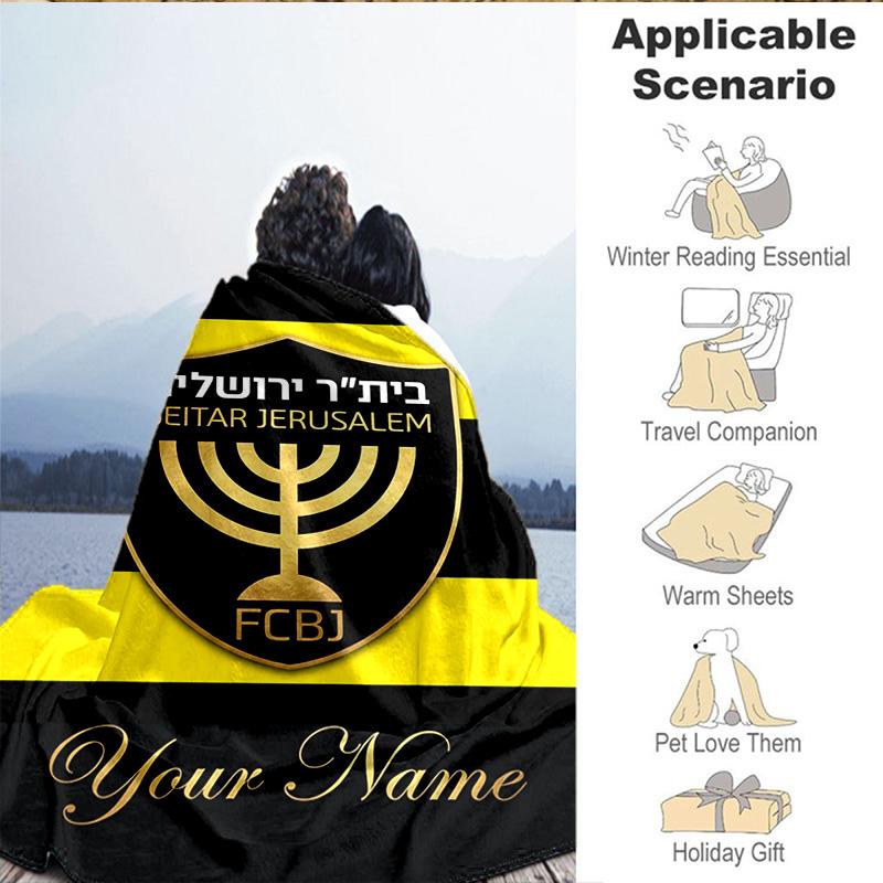 Custom Name Jerusalem Fc Logo Design Blanket Bedding Blanket for Women Men, Soft Throw Blankets for Couch,Bed, picnic, Christmas gifts