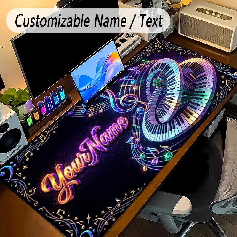 Music Theme Personalized Mouse Pad Custom Name Text Non Slip Desk Pad For Laptop Office Desktop