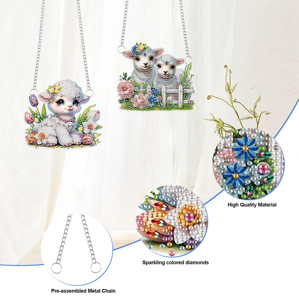2pcs Animal 2D/Flat DIY Special Shape Rhinestone Diamond Art Window Pendants Diamond Painting Set DIY Home Decor Hanging Charm