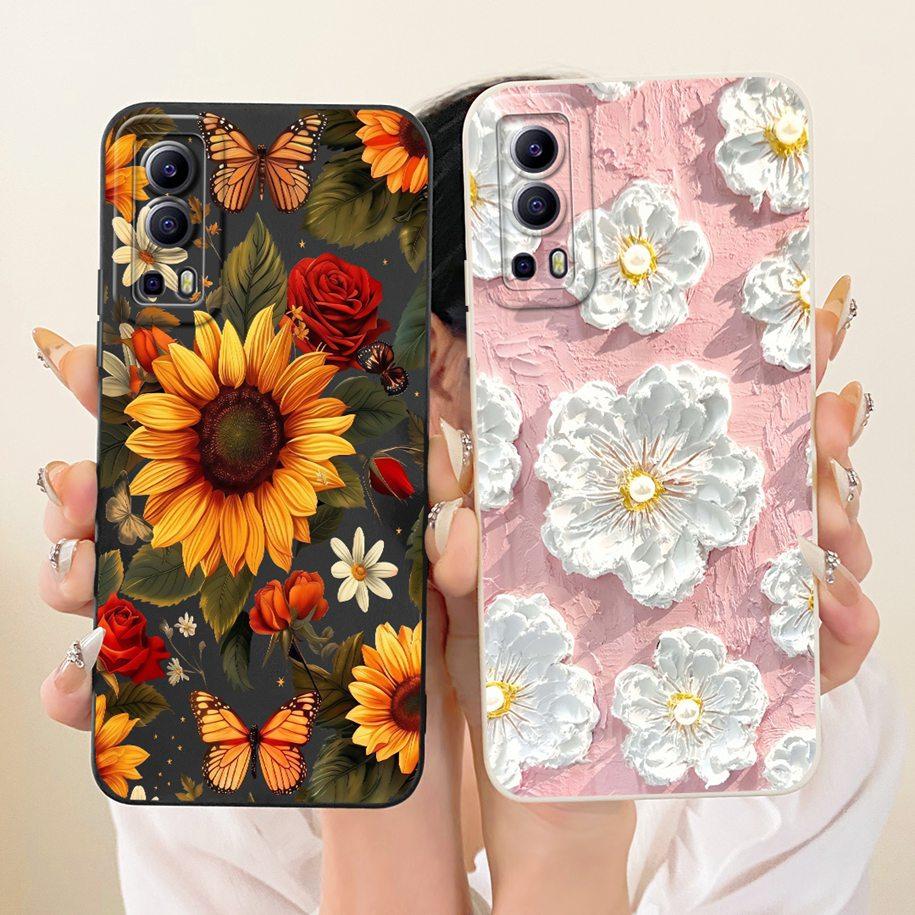 Case For Vivo Y52 Y72 5G Cover V2041 Popular Flower Soft Silicone Lens Protective Phone Shell For VivoY52 VivoY72 IQOO Z3 Bumper