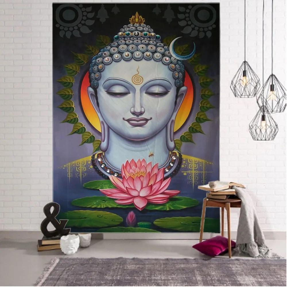 Статуя Будды Медитация Узор Гобелен Украшение стены Дома Гобелен Спальня Гостиная Гобелен