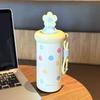 New Flower Insulated Cup Stainless Steel with Straw Thermal Water Bottle with Lanyard Vacuum Sippy Mug Gifts