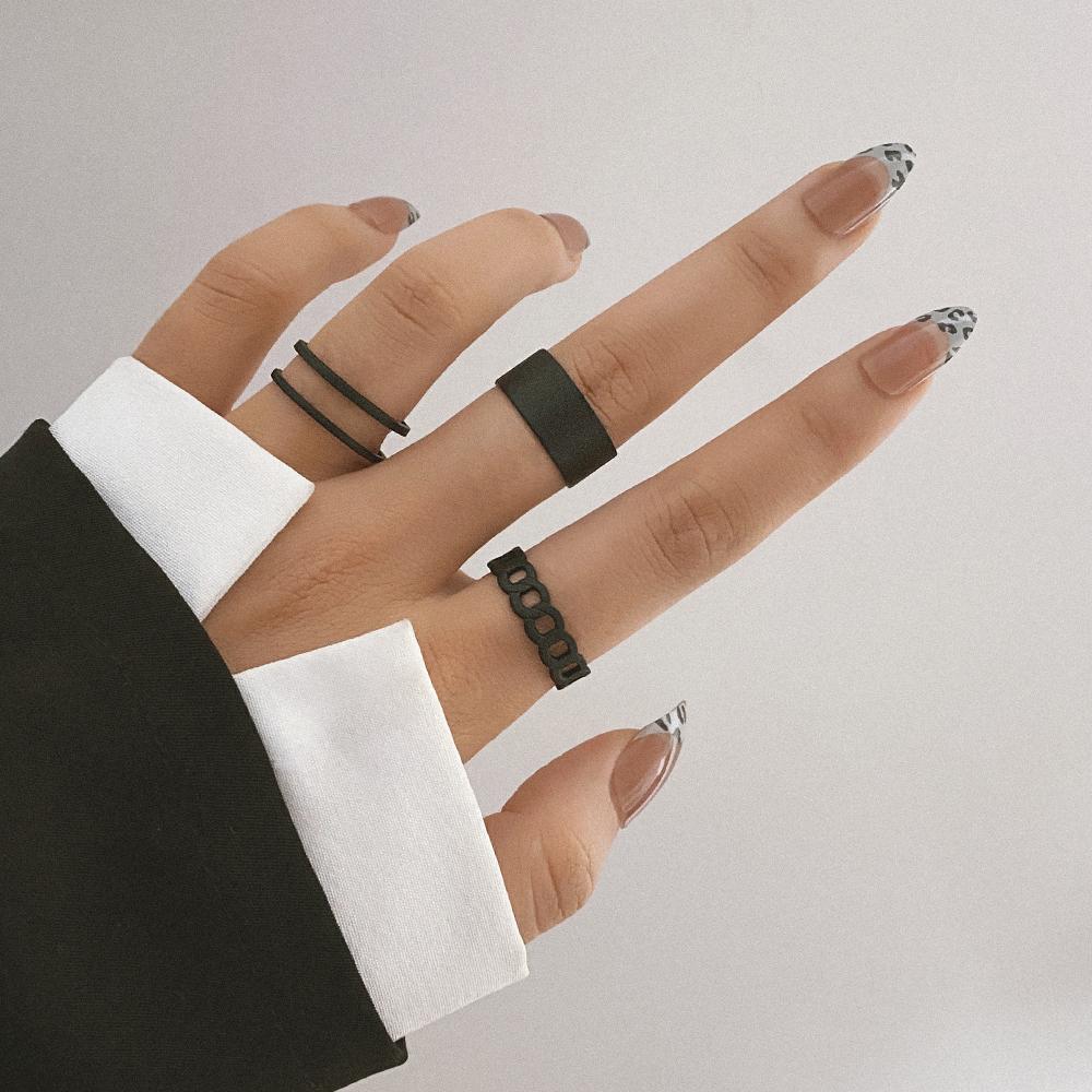 10Pcs Punk Simple Rings Set Zinc Alloy Color Geometric Hollw Wide Ring Set Women's Vintage Joint Hiphop Finger Rings Zircon