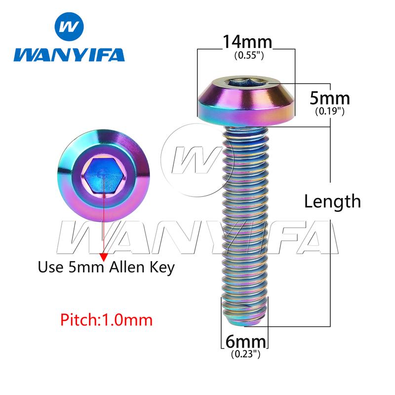 Wanyifa Titanium Bolts M6 M8x12/15/20/25/30/35/40mm Thick Umbrella Head Hexagon  for Bicycle and Motorcycle Brake Disc 10/15pcs