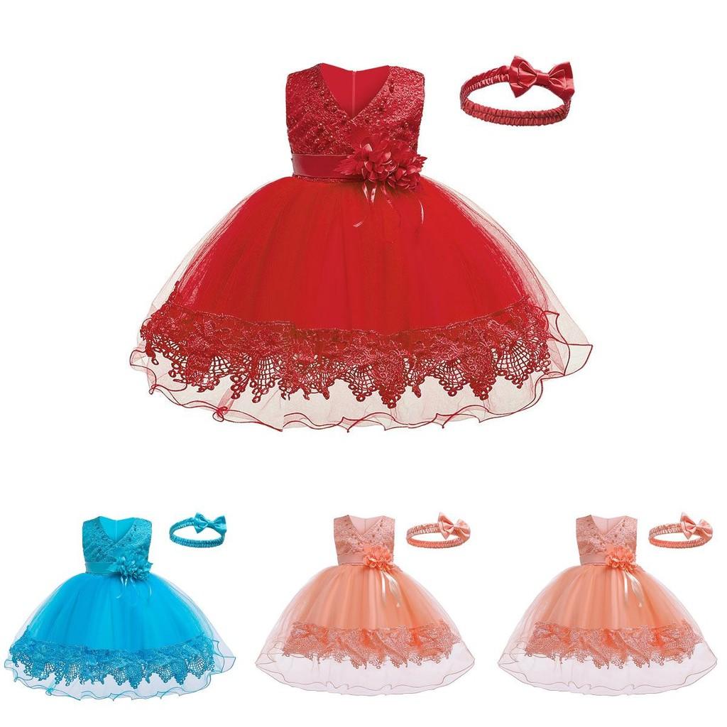 Baby Girl Princess Dress With Pearls And Lace For Spring Summer Autumn Winter