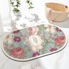 Rose Anti Slip Bathroom Absorbent Floor Mat Household Quick Drying Foot Mat Bathroom Bedroom Carpet