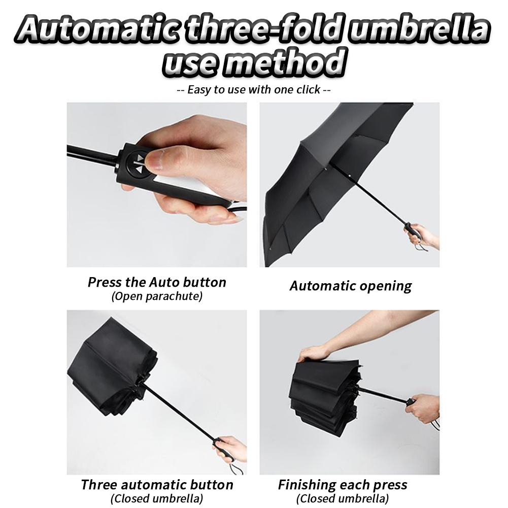 Folding Automatic Umbrella Lightweight Strong Protection Mini Umbrella 8 Resin-reinforced Fiberglass Umbrella