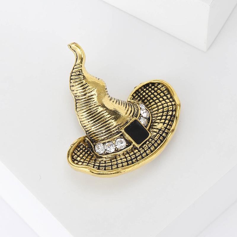 Брошь в виде шляпы ведьмы, старинная золотая брошь, булавка, волшебный подарок на Хэллоуин, ювелирная булавка