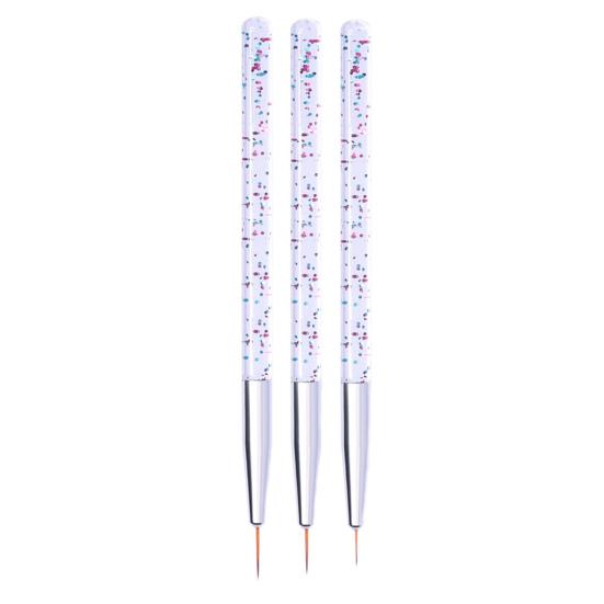 3Pcs/Set Nail Painting Pen Colorful Surface Ergonomics Handle Ultra Thin Flower Design Stripes Lines Liner DIY Drawing Pen for Manicure