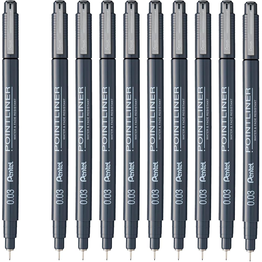 Pentel Водостойкий Капиллярный Маркер Линер 0.03мм Черный 10шт S20P-03AD (10)