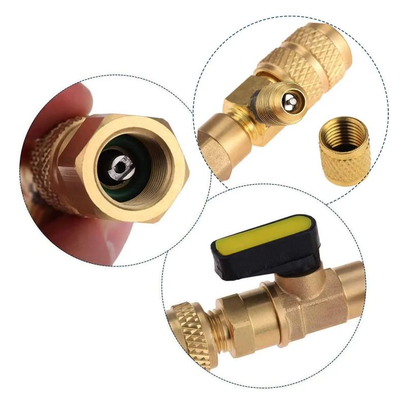 1 Комплект Для Хладагентов R22 R410A R134A R12 R32 Съемник Установщик Сердцевины Клапана Комплект Инструментов Для Клапанов Шредера С Портами 1/4" и 5/16"