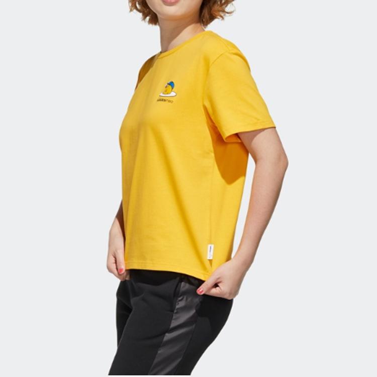 Adidas Футболка с коротким рукавом Neo с круглым вырезом и обычным кроем, женские топы, желтый GP5901