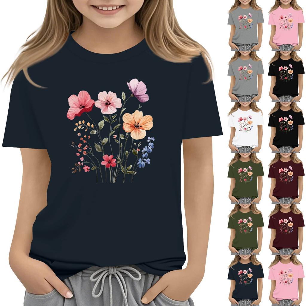 Toddler Girl Boy T-Shirts Kids Top Boys And Girls Printed Short Sleeved T-shirt 1-12Y