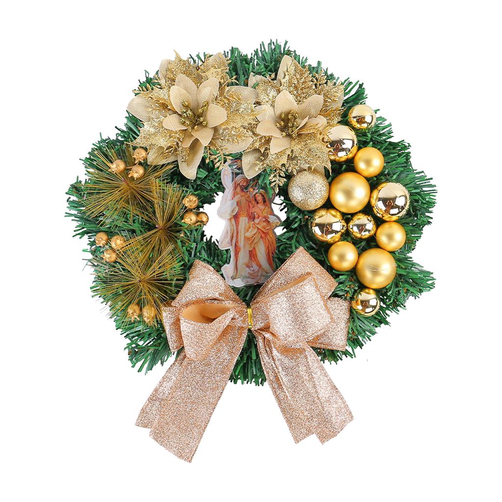 Рождественский венок с огнями, красный бант, праздничные украшения для двери, для окна, для крыльца, для помещения, для улицы, украшение для праздничной сцены