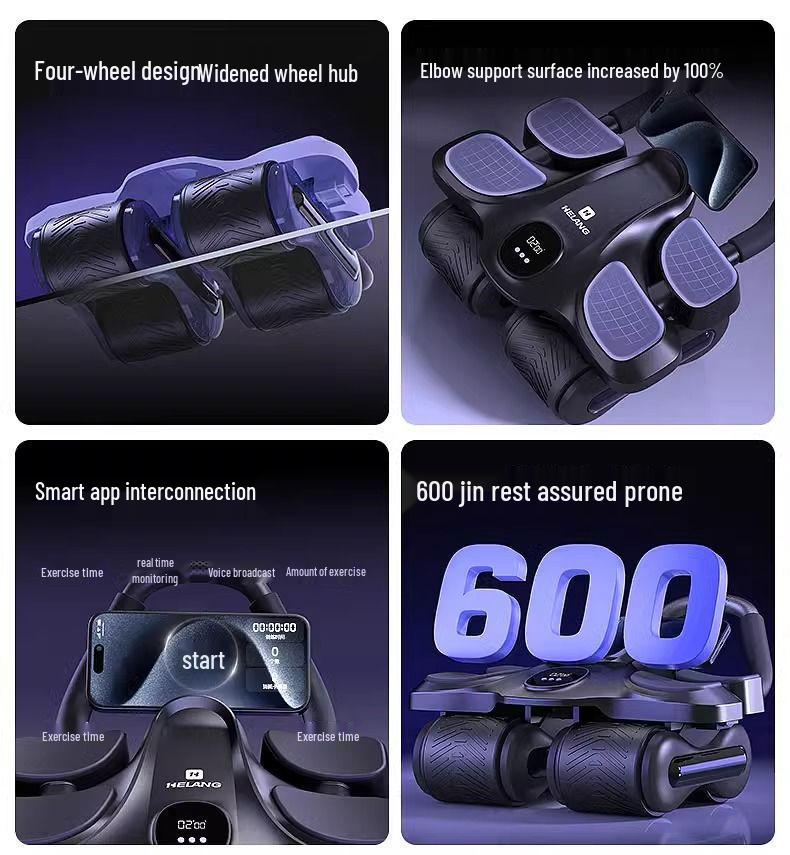 Automatic Rebound Ab Roller: Four-Wheel Abdominal Trainer for Home Slimming and Muscle Exercise