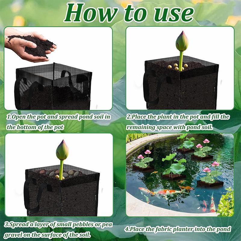 Mesh Aquatic Plant Baskets for Pond Landscaping with Handle Integration for Practical Placement and