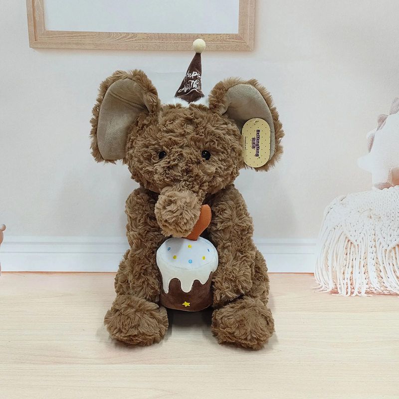 Милый плюшевый слон в сидячей позе, праздничный, компаньон, успокаивающий, подарок на день рождения, слон-кукла на торт, детские игрушки