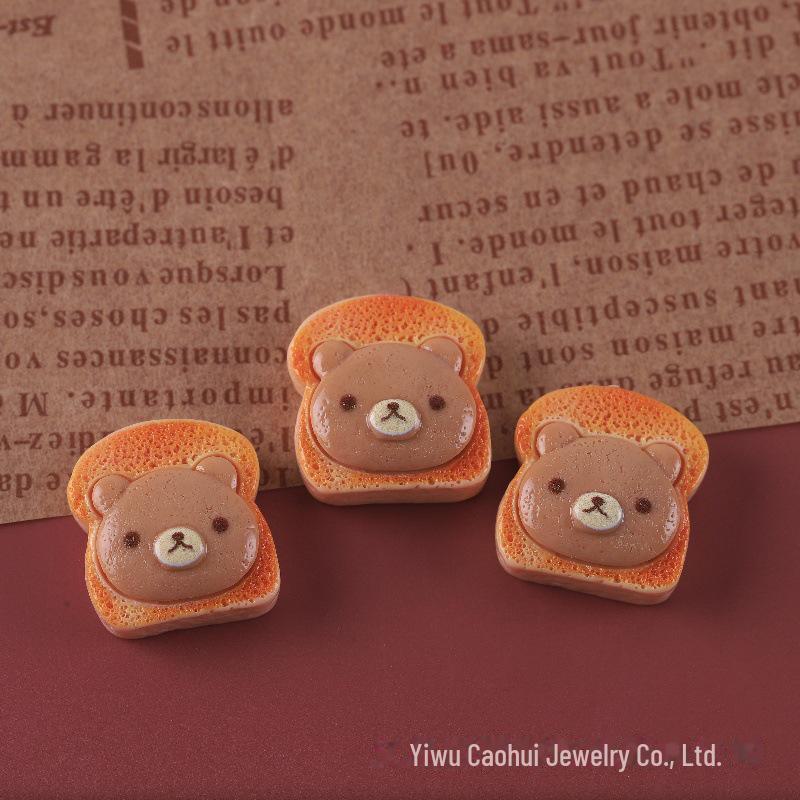 Имитация еды: Аксессуары из смолы для украшений в виде хлеба, торта, котенка, медведя, тоста и пончика