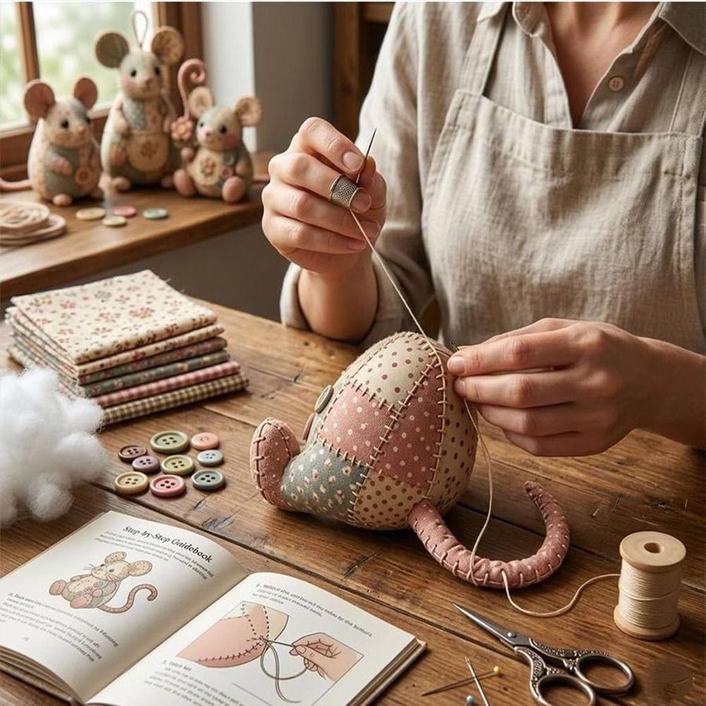 Step by Step Guide Patchwork Sewing Craft Set Handmade Mouse Sewing Kit  Craft Learning
