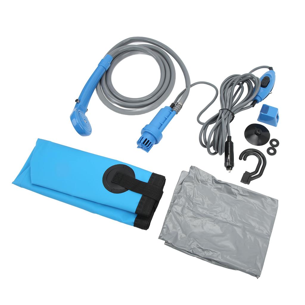 12V Портативный походный душ Складное ведро Набор 20л Вместимость Многоцелевой для пеших походов Мытье автомобиля Домашнее животное