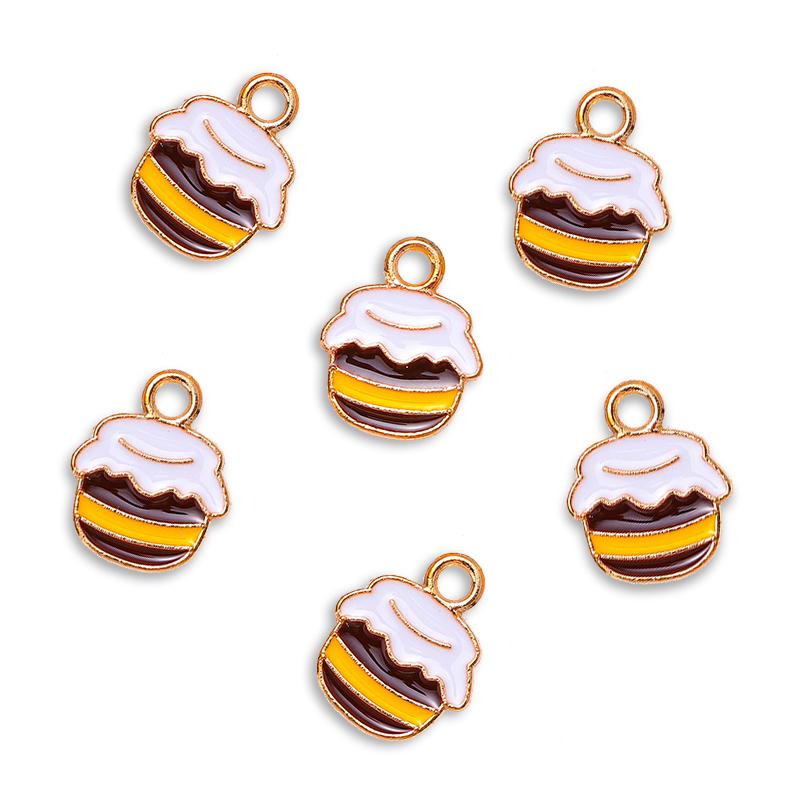 10Pcs 22*17mm Gold Colour Alloy Enamel Bee Pendant Oil Dripping Animal Charms for Jewelry Making DIY Necklace Earrings Accessory