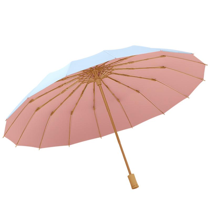 New Color Glue 16 Bone Three-fold Umbrella Sunscreen Parasol Small Fresh Sunscreen Female Sun Umbrella