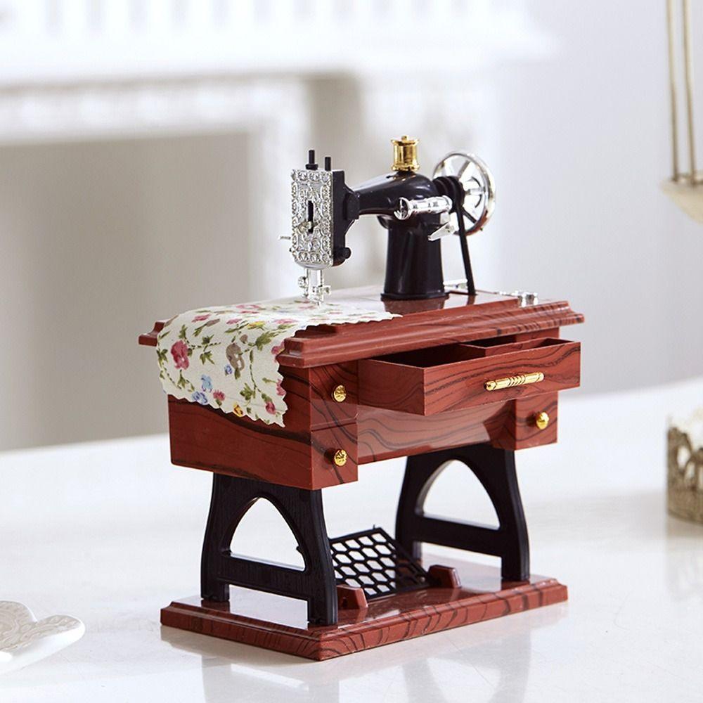 Simulation Dollhouse Sewing Machine Vintage Music Box Dollhouses Miniatures  Home Decoration