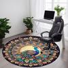 1PC Peacock Mandala Artwork Office Round Rug, Non slip, Soft and Durable Office Rug for Interior Decoration, Perfect for Office
