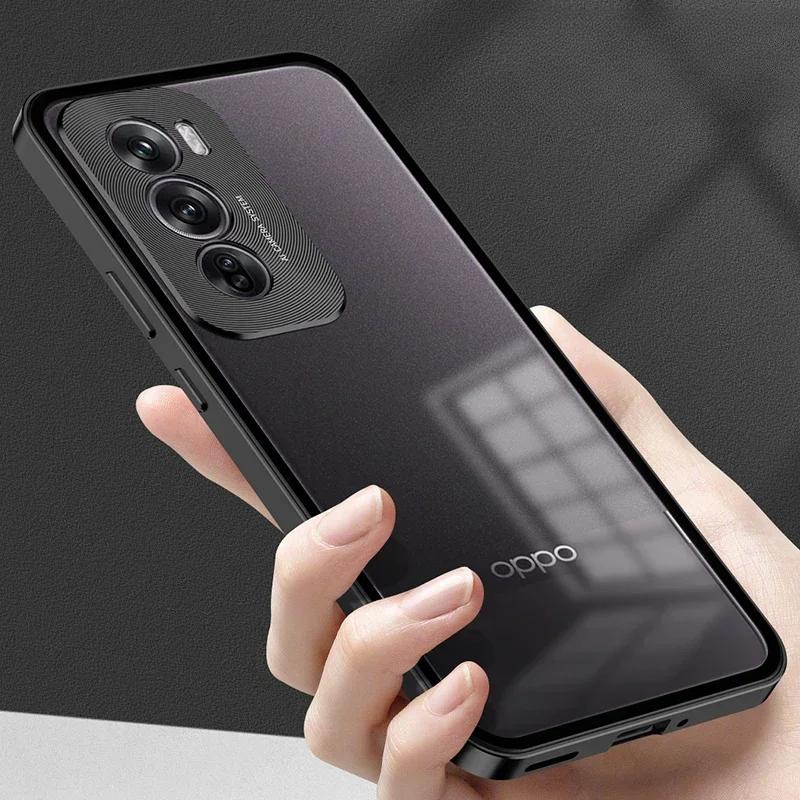Ударопрочный чехол для телефона OPPO Reno 12 Pro, алюминиевый сплав, металлический каркас, матовая прозрачная акриловая задняя крышка для Reno 12Pro