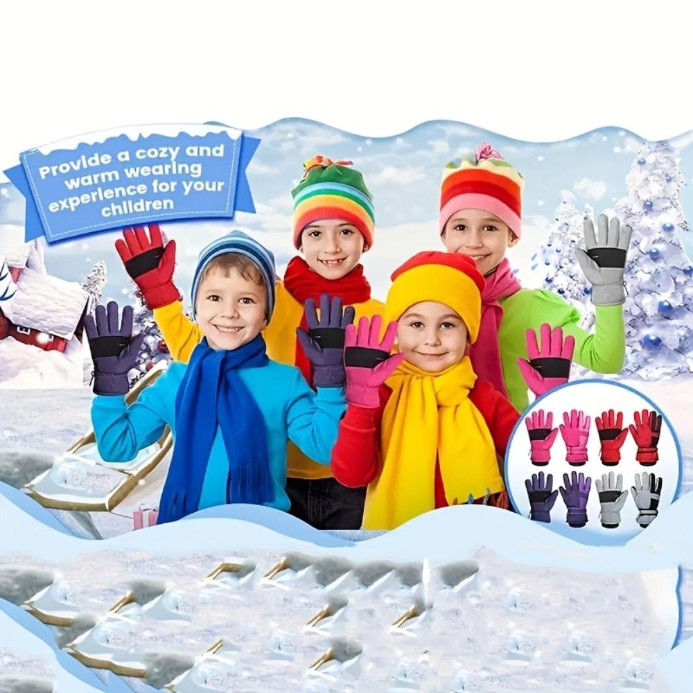 Kids Winter Ski Gloves Waterproof Windproof Thick Warm Fleece Lined Cartoon Thermal Mittens for Boys Girls Outdoor Winter Ski Cycling Gloves