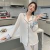 New Ice Silk Pajamas for Women, Spring and Autumn Printed Long-sleeved Two-piece Set, Casual Soft Thin Pajamas Set