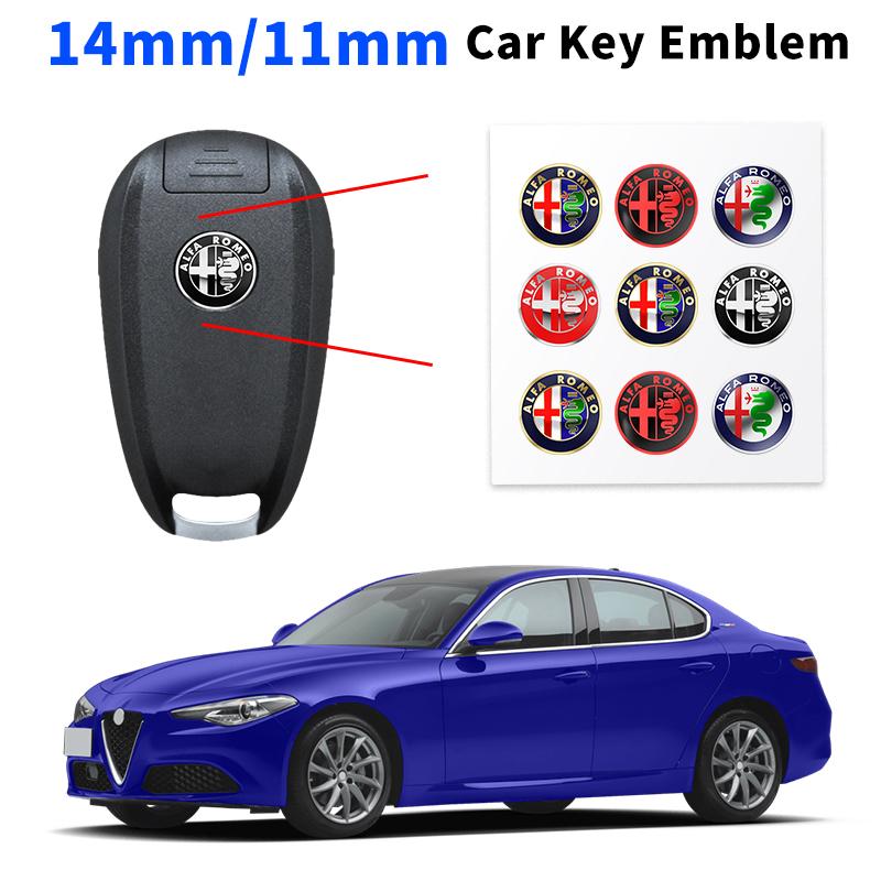 11mm 14mm Car Logo Remote Key Emblem Sticker Decoration Accessories For Alfa Romeo Giulia Stelvio MiTo Giulietta Tonale ALFA 4C