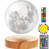 Vgazer Levitating Moon Lamp with Wooden Base and 3D Printing Technology Floating and Spinning In Mid-Air Freely - A Unique Gift, Room Decor, Night