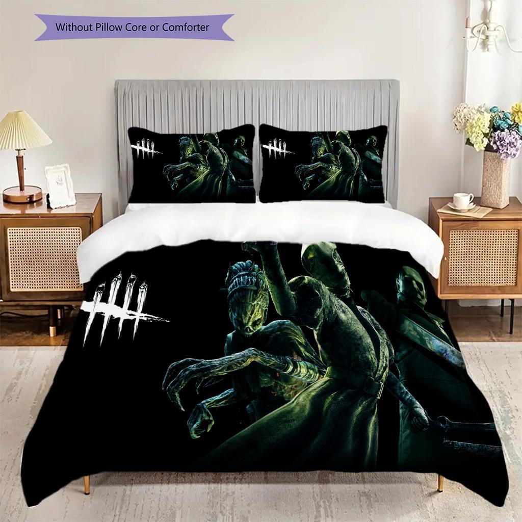 Survive Night Horror Awaits Bedding (1 * duvet cover + 2 * pillowcase, without core) 2D Flat Duvet cover and pillowcase Soft and comfortable