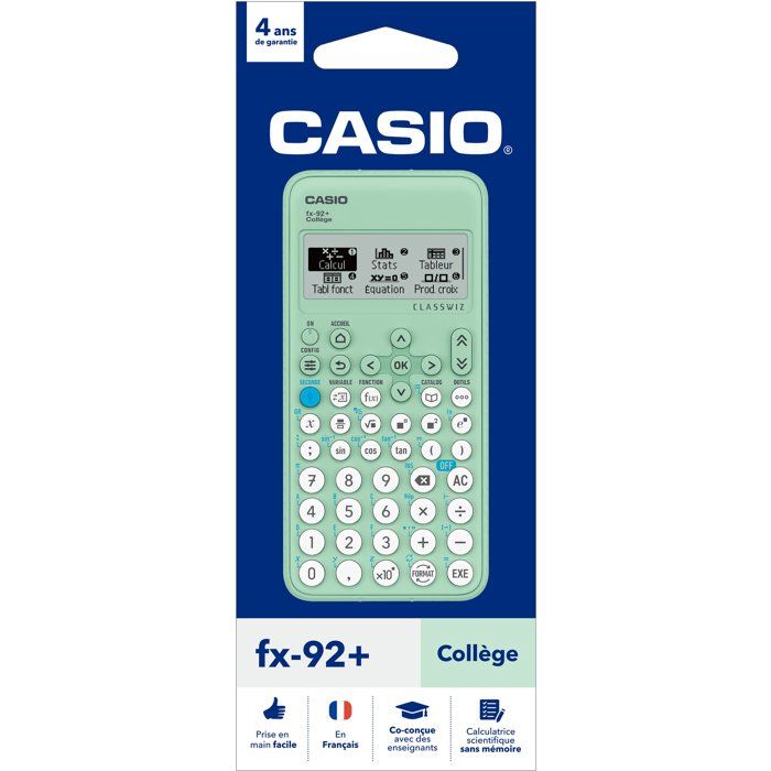 Calculatrice scientifique - CASIO - FX-92+ Collège - Vert