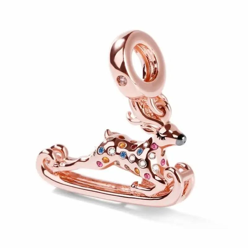 New Copper Plating Charming Apple Snowman Christmas Reindeer Pendant Fit Original Necklace Bracelets Diy Christmas Jewelry Gifts