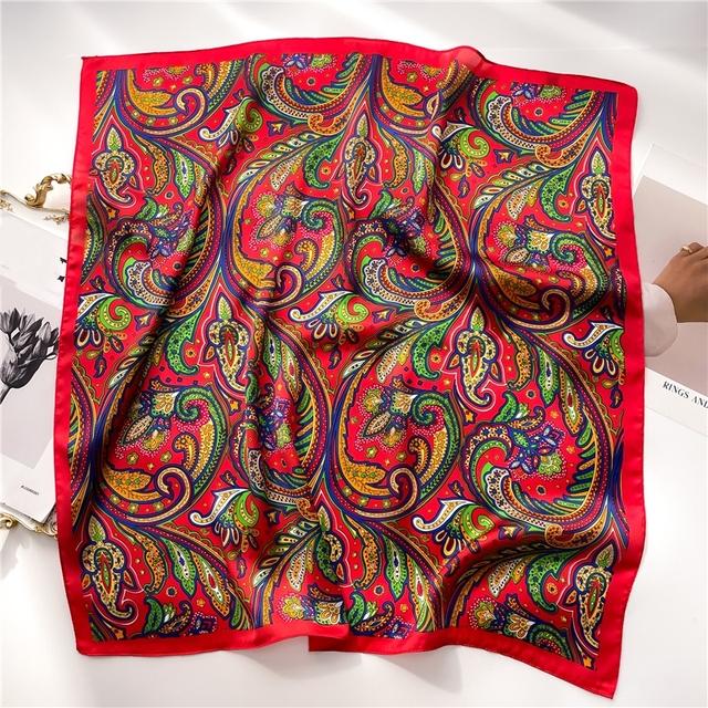 Silk Scarf For Women Luxury Hijab Hair Bands Square Neckerchief Female Satin Shawl Ribbon Headband Fashion Wraps Bandana