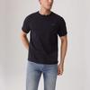 Levis SS25 Футболка мужская повседневная с логотипом, вышитым логотипом, круглым вырезом, рубчатой кромкой, разрезами по бокам, коротким рукавом, темно-синяя 003YV-0001