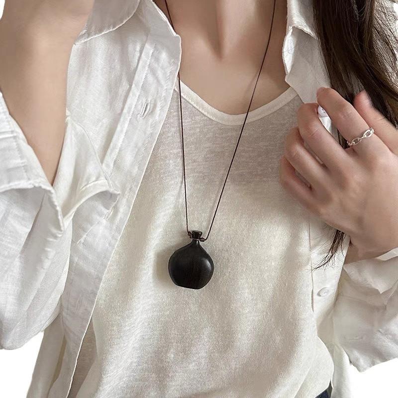 1 шт. Кулон-фляга для вечеринок Деревянное Модное Длинное Ожерелье Повседневные Украшения для Женщин Элегантное Регулируемое Винтажное Этническое